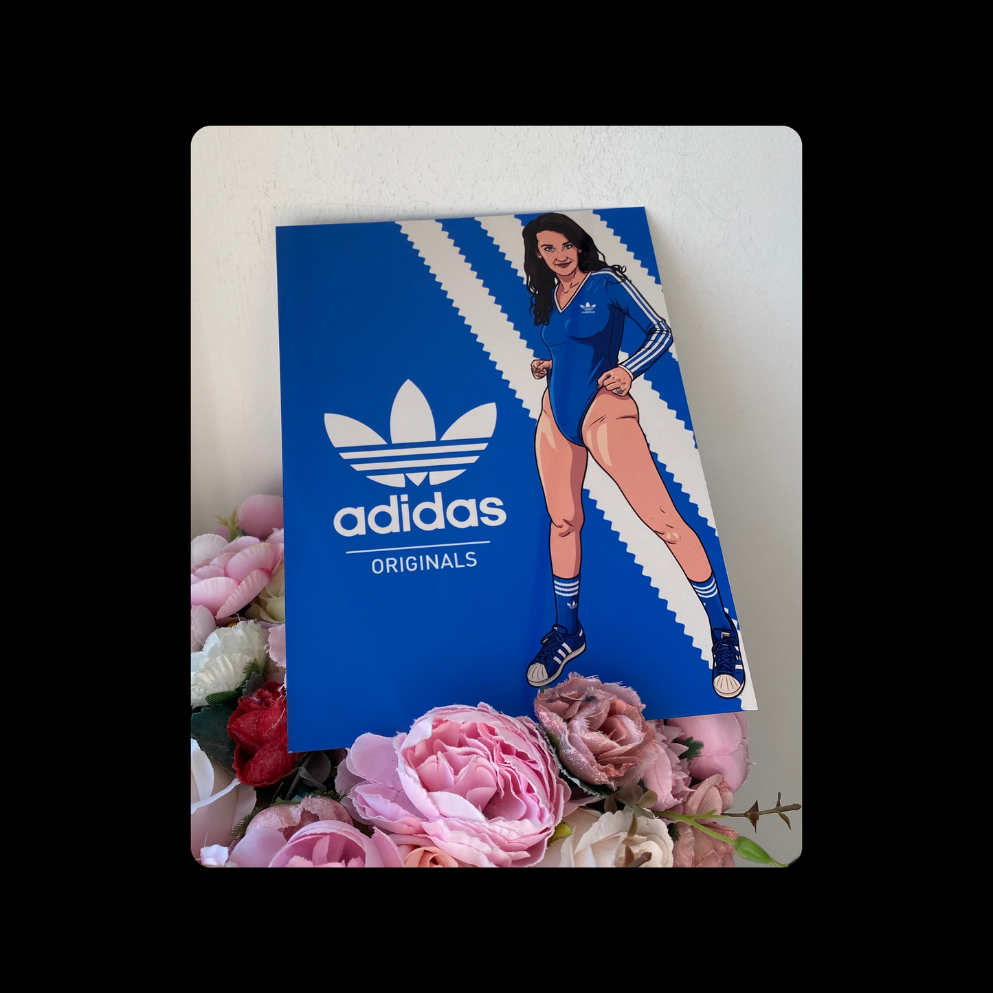 Adidas Pin Up Girl Blue & White Metal Bar Sign 15cm x 20cm