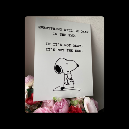 Snoopy Everything Will Be Okay Metal Bar Sign 15cm x 20cm
