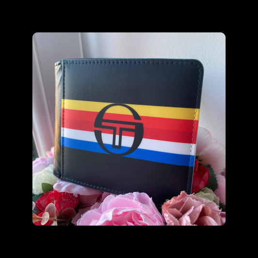 Sergio Tacchini Black & Multicoloured Stripes PU Material Wallet
