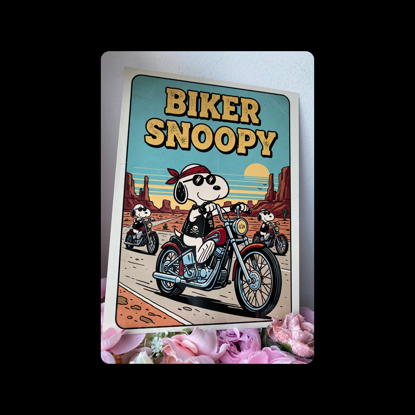 Snoopy Biker Metal Bar Sign 15cm x 20cm