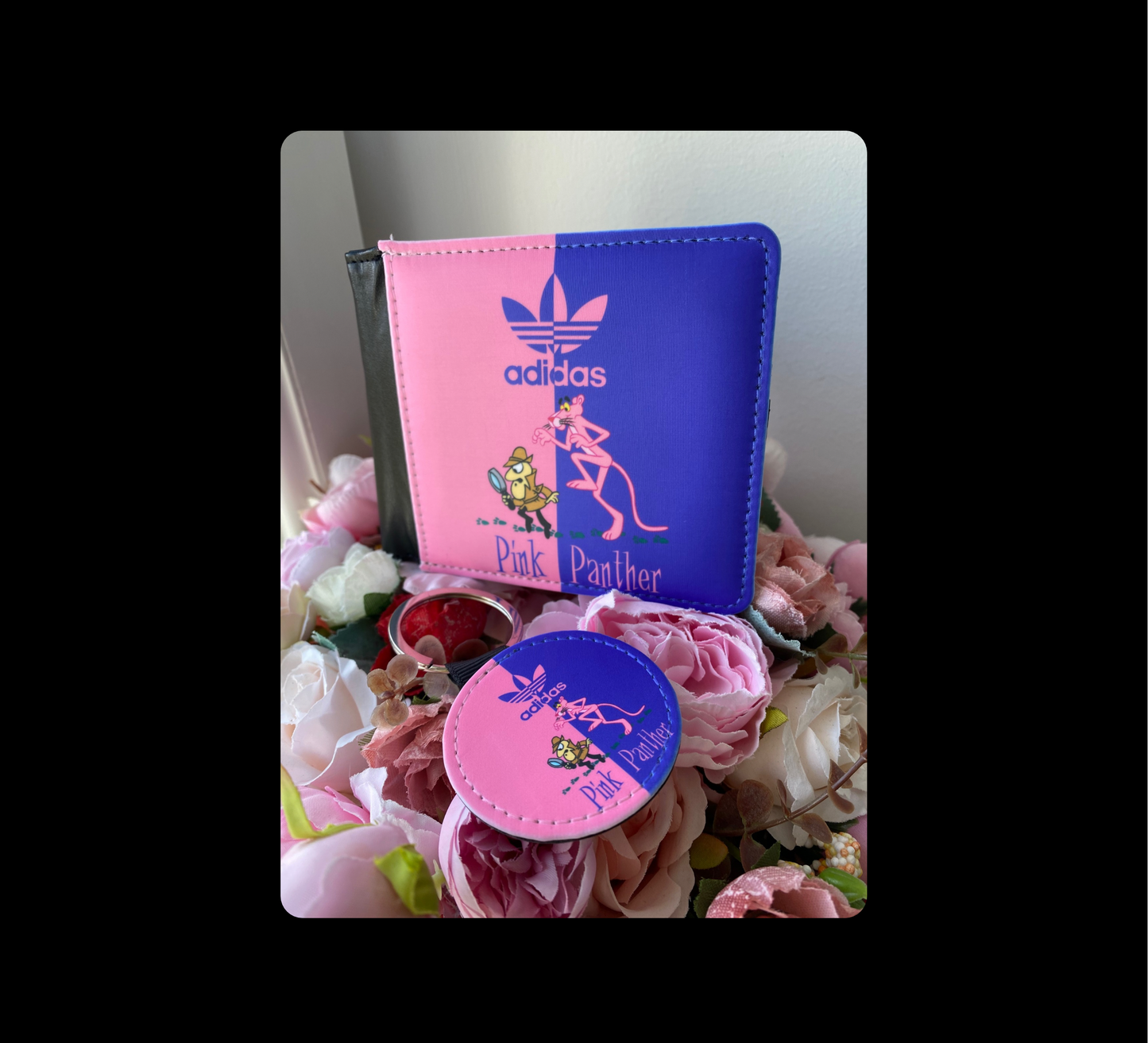 Adidas Pink Panther PU Material Wallet & Keyring