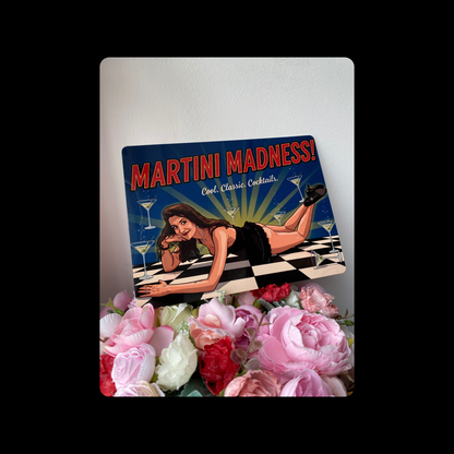 Martini Cocktail Pin Up Girl Metal Bar Sign 15cm x 20cm