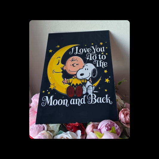 Snoopy I Love You To The Moon & Back Metal Bar Sign 15cm x 20cm
