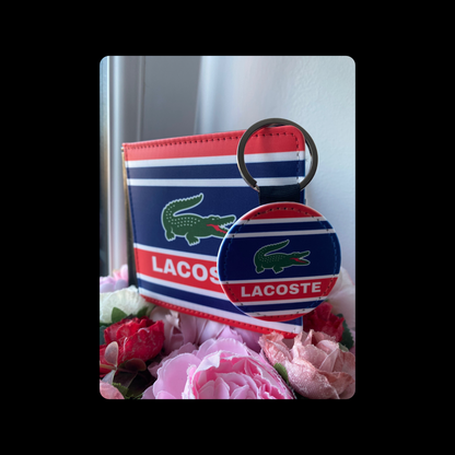 Lacoste Navy, Red & White 80’s Football Casual Style PU Material Wallet & Keyring