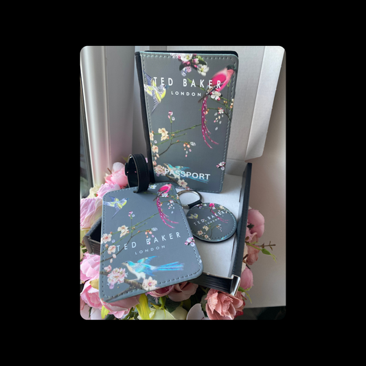 Ted Baker Hummingbirds PU Material Passport Holder Gift Set