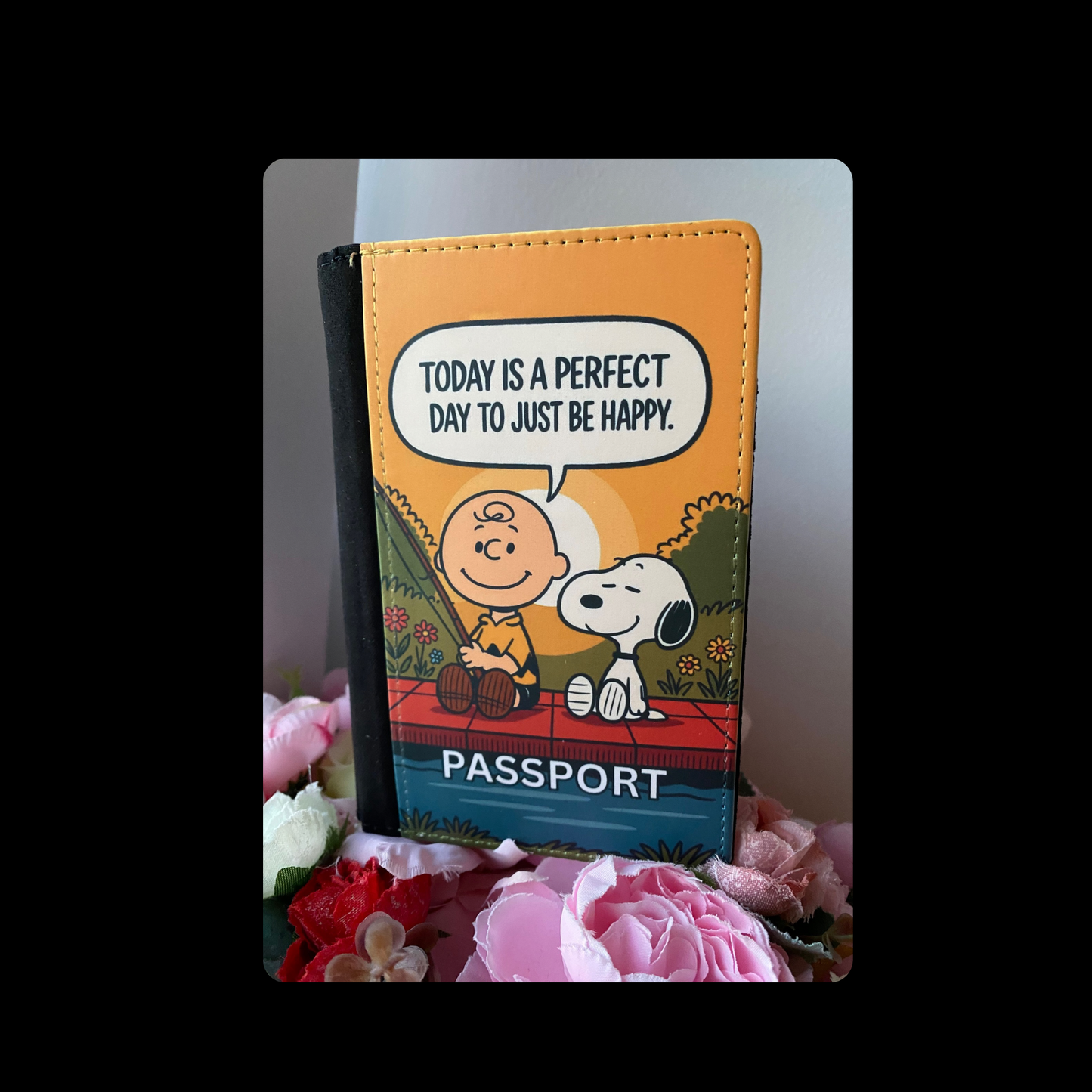 Snoopy Today Is A Perfect Day PU Material Passport Holder