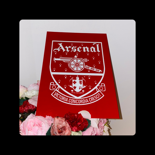 Arsenal 1949-1990 Badge Red & White Metal Bar Sign 15cm x 20cm
