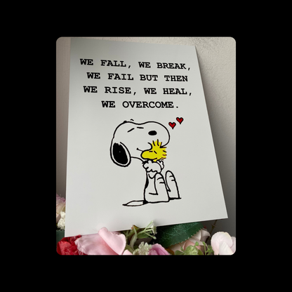 Snoopy We Overcome Metal Bar Sign 15cm x 20cm