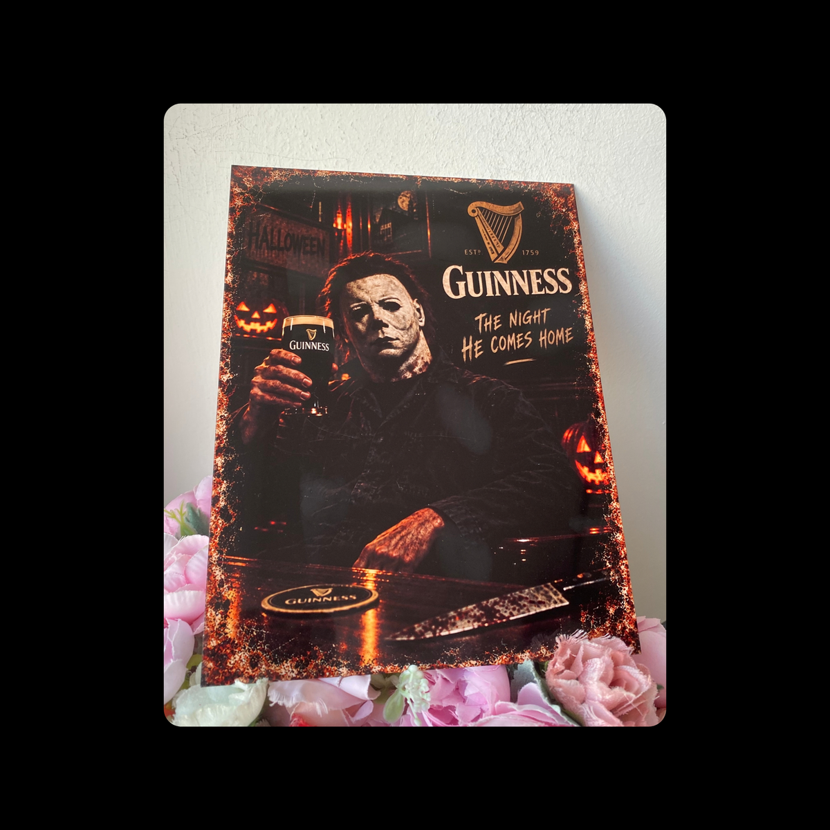 Michael Myers Guinness Metal Bar Sign 15cm x 20cm