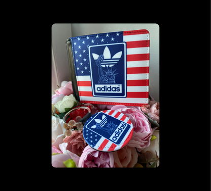 Adidas USA Statue Of Liberty PU Material Wallet & Keyring