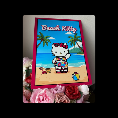 Hello Kitty Beach Metal Bar Sign 15cm x 20cm