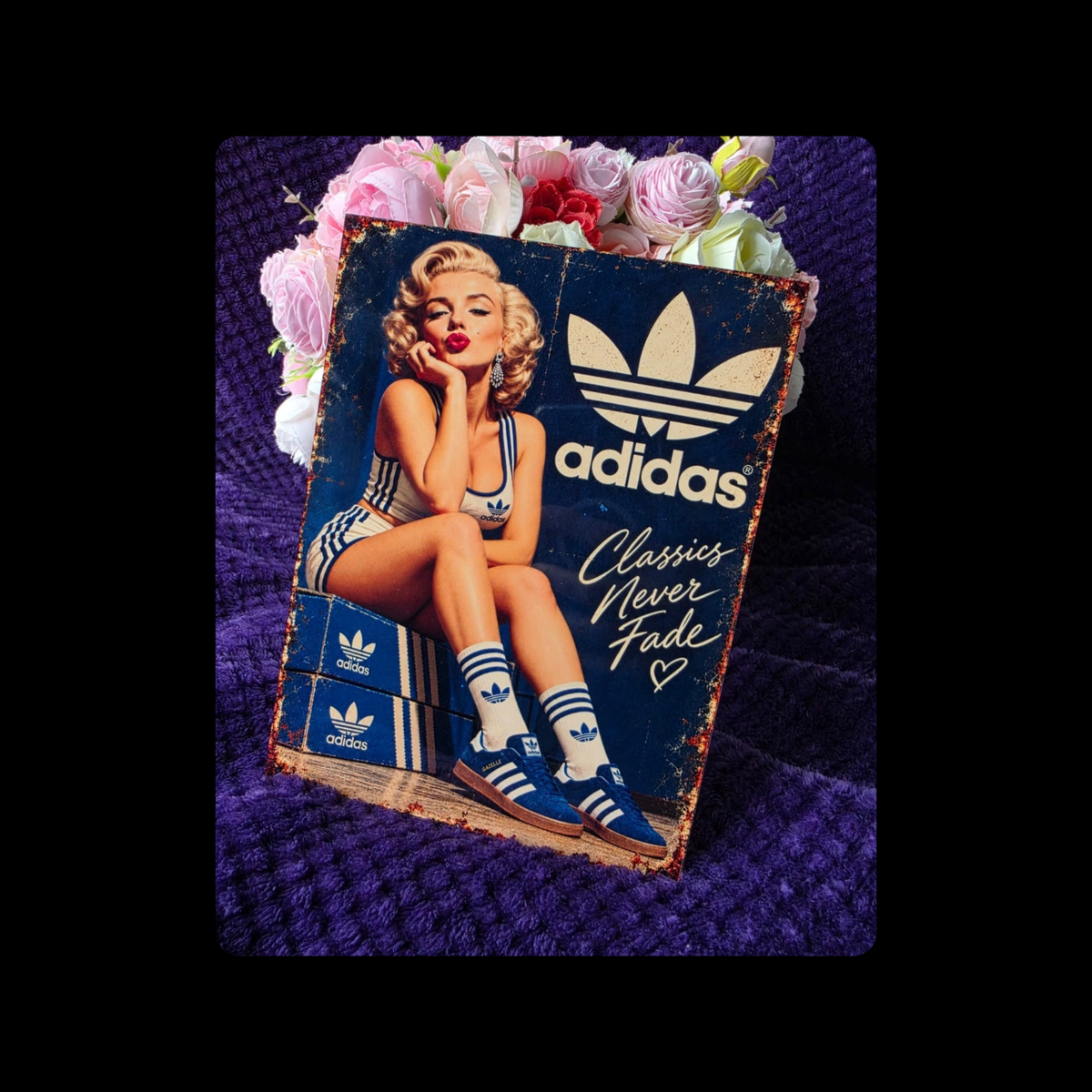 Adidas Marilyn Monroe Metal Bar Sign 15cm x 20cm