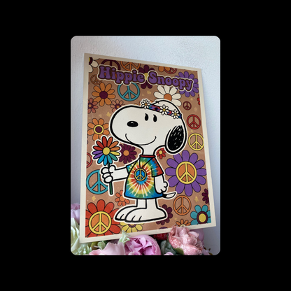 Snoopy Hippie Metal Bar Sign 15cm x 20cm