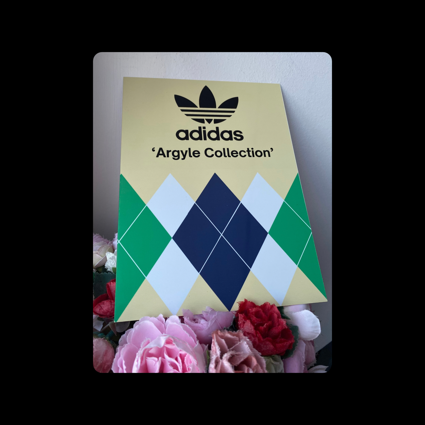 Adidas Originals Argyle Golf 80’s Football Casual Style Cream/Yellow Metal Bar Sign 15cm x 20cm