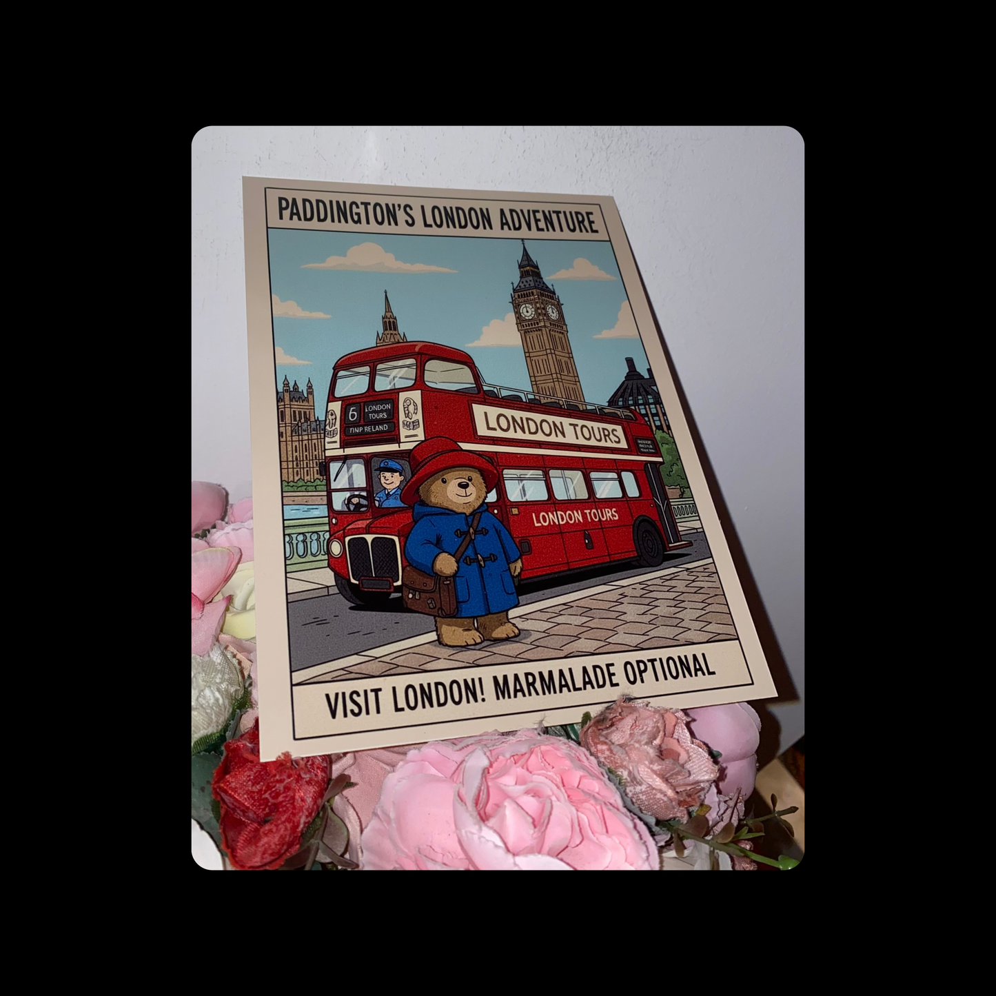 Paddington Bear Red London Bus Marmalade Optional Metal Sign 15cm x 20cm