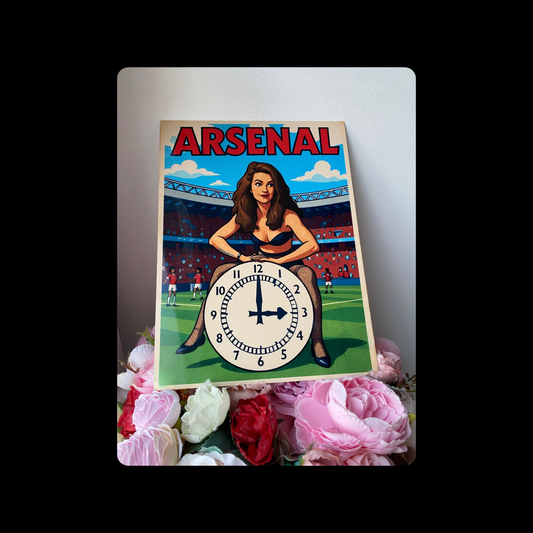 Arsenal Clock End Clock Pin Up Girl Metal Bar Sign 15cm x 20cm