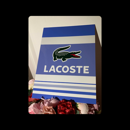 Lacoste White & Blue 80’s Football Casual Style Metal Bar Sign 15cm x 20cm