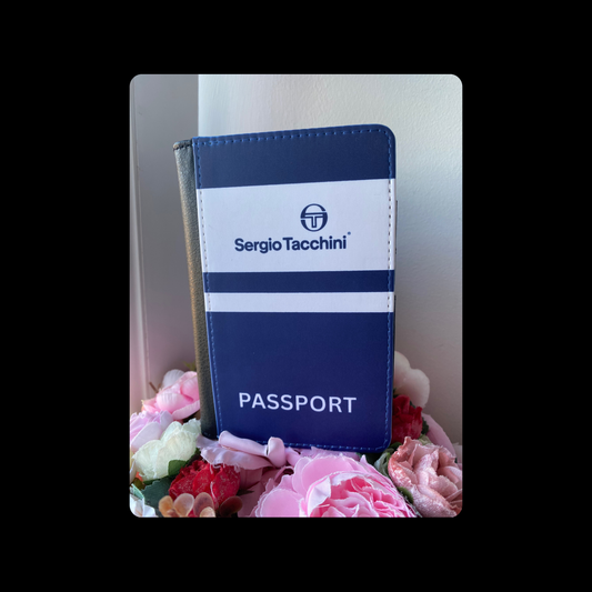 Sergio Tacchini Navy and White 80’s Football Casual Terrace Culture Style PU Material Passport Holder