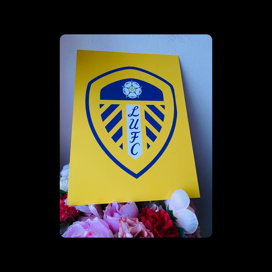 Leeds United Badge Yellow Metal Bar Sign 15cm x 20cm