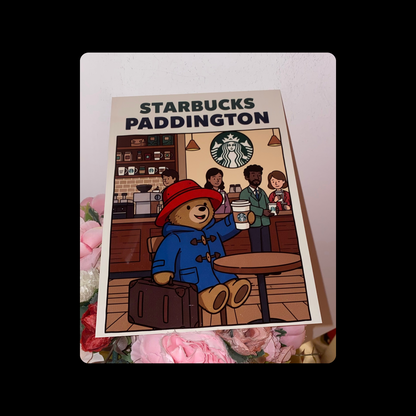 Paddington Bear Starbucks Metal Bar Sign 15cm x 20cm