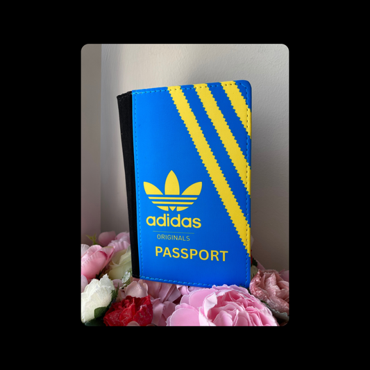 Adidas Originals Blue & Yellow Shoebox Style PU Material Passport Holder