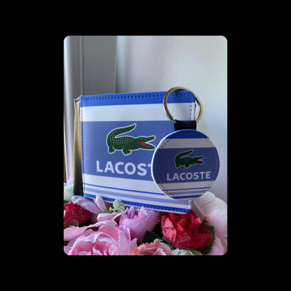 Lacoste White & Blue 80’s Football Casual Style PU Material Wallet & Keyring