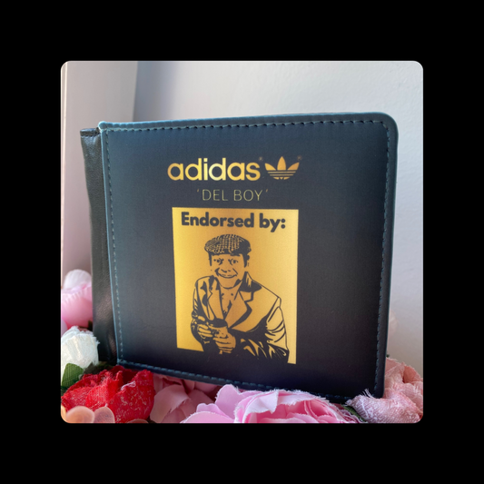 Adidas Endorsed By Only Fools & Horses Del Boy Black & Gold PU Material Wallet