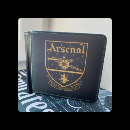 Arsenal Black & Gold 1949-1990 Badge PU Material Wallet 10cm x 9.5cm