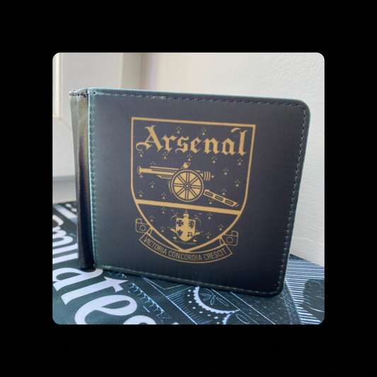 Arsenal Black & Gold 1949-1990 Badge PU Material Wallet 10cm x 9.5cm