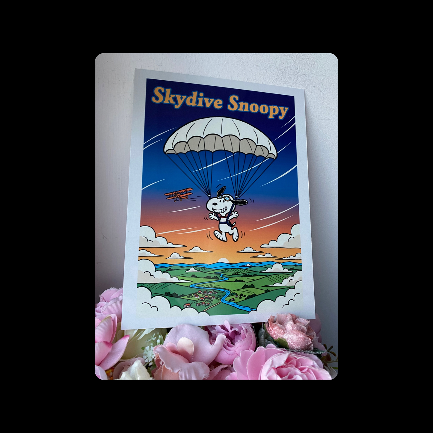 Snoopy Skydive Metal Bar Sign 15cm x 20cm