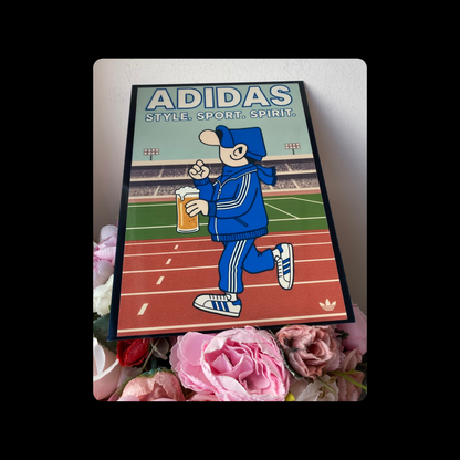 Adidas Andy Capp Style. Sport. Spirit Lager Metal Bar Sign 15cm x 20cm