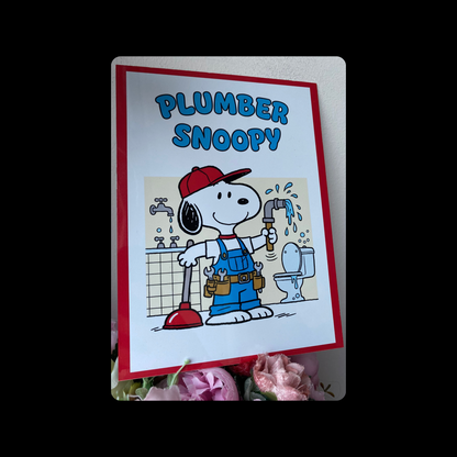 Snoopy Plumber Metal Bar Sign 15cm x 20cm