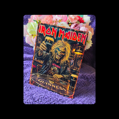 Iron Maiden Guinness Metal Bar Sign 15cm x 20cm
