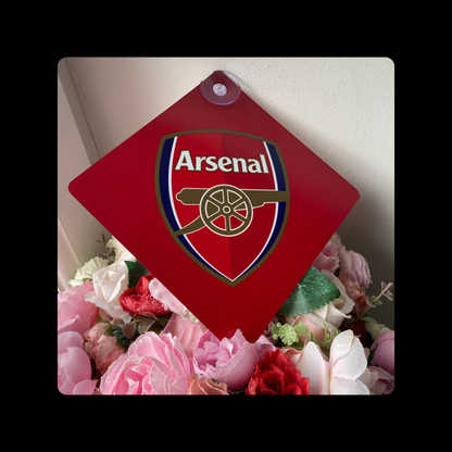 Arsenal Badge Red Metal Window Sign 14cm x 14cm (Includes Suction Hook)