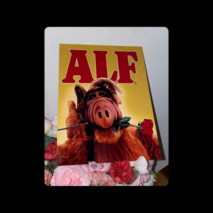 Alien Alf Rose In Mouth Metal Bar Sign 15cm x 20cm