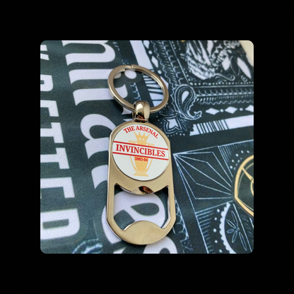 Arsenal Invincibles Red Text Metal Keyring Bottle Opener 5cm x 2.7cm