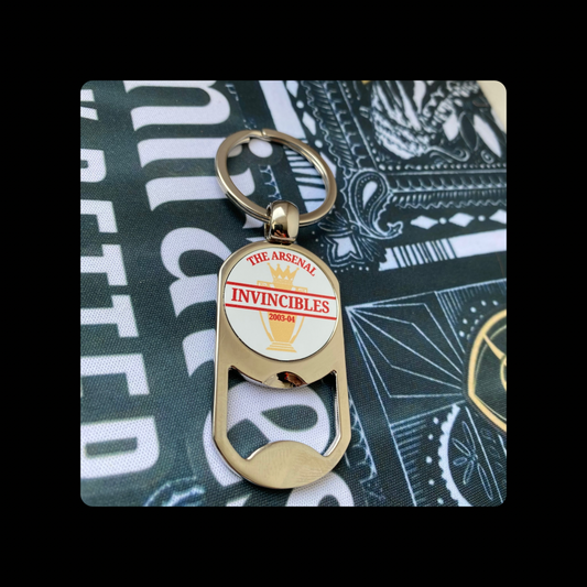 Arsenal Invincibles Red Text Metal Keyring Bottle Opener 5cm x 2.7cm