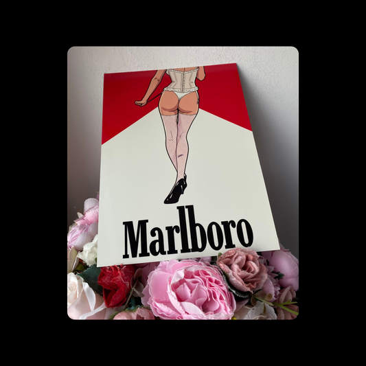 Marlboro Cigarettes Pin Up Girl Bum Metal Bar Sign 15cm x 20cm