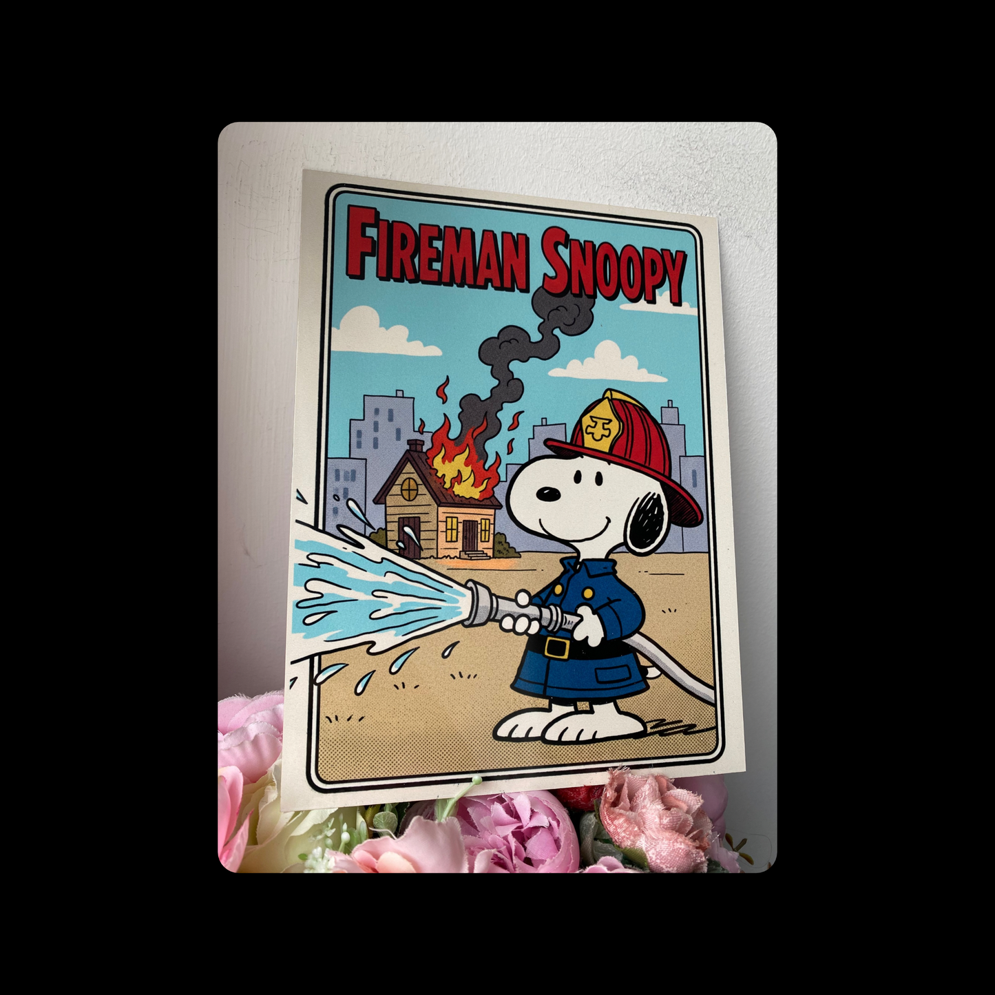 Snoopy Fireman Metal Bar Sign 15cm x 20cm