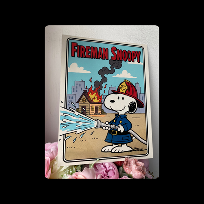 Snoopy Fireman Metal Bar Sign 15cm x 20cm