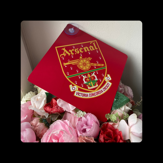 Arsenal 2001-2002 Badge Window Sign 14cm x 14cm (Includes Suction Hook)