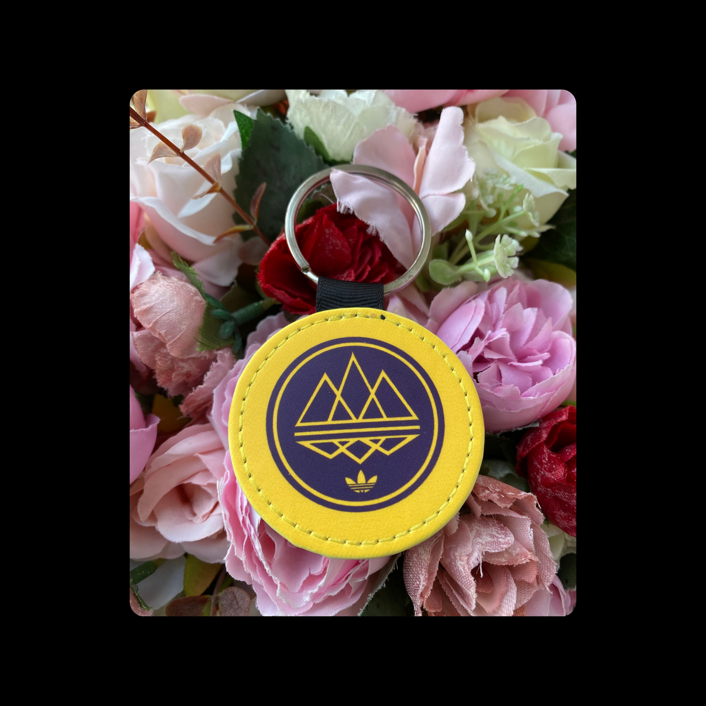 Adidas Spezial Yellow & Purple Round Keyring 5cm