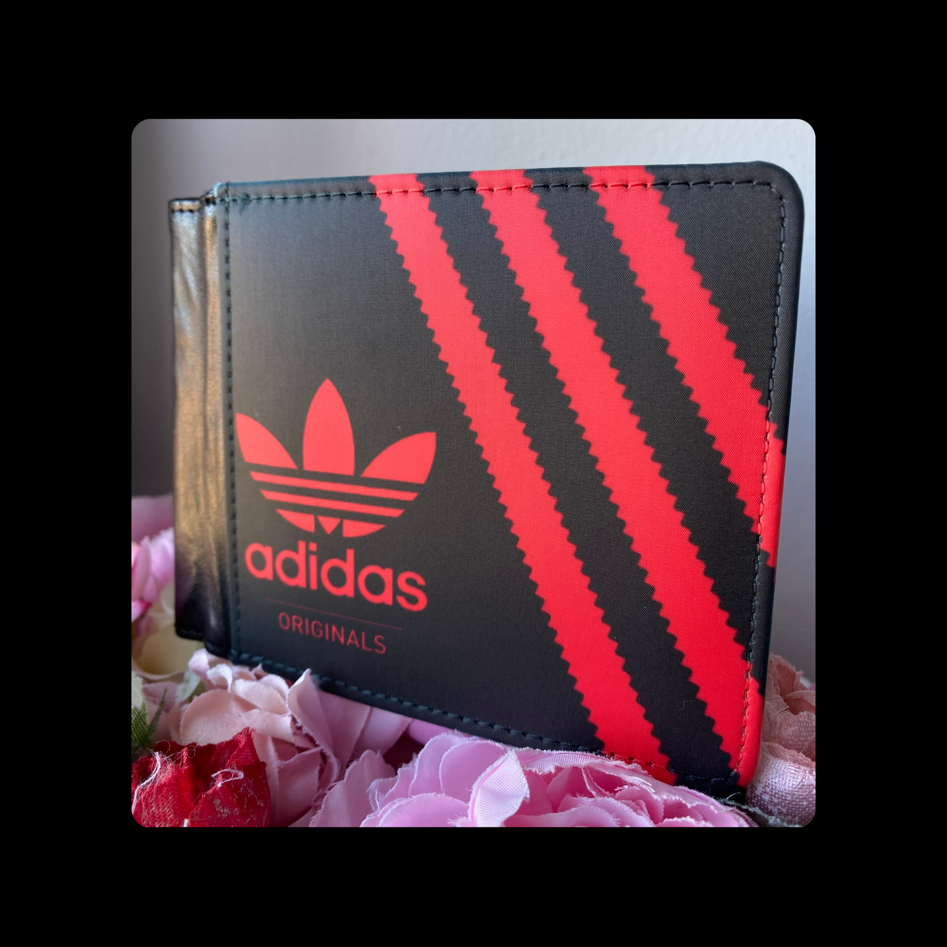 Adidas Originals Black Red Shoebox Style PU Material Wallet