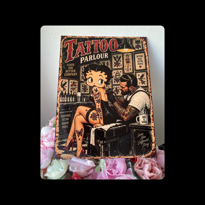 Betty Boop Tattoo Metal Bar Sign 15cm x 20cm
