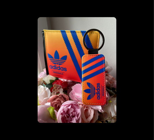 Adidas Originals Orange, Yellow & Blue PU Material Wallet & Keyring
