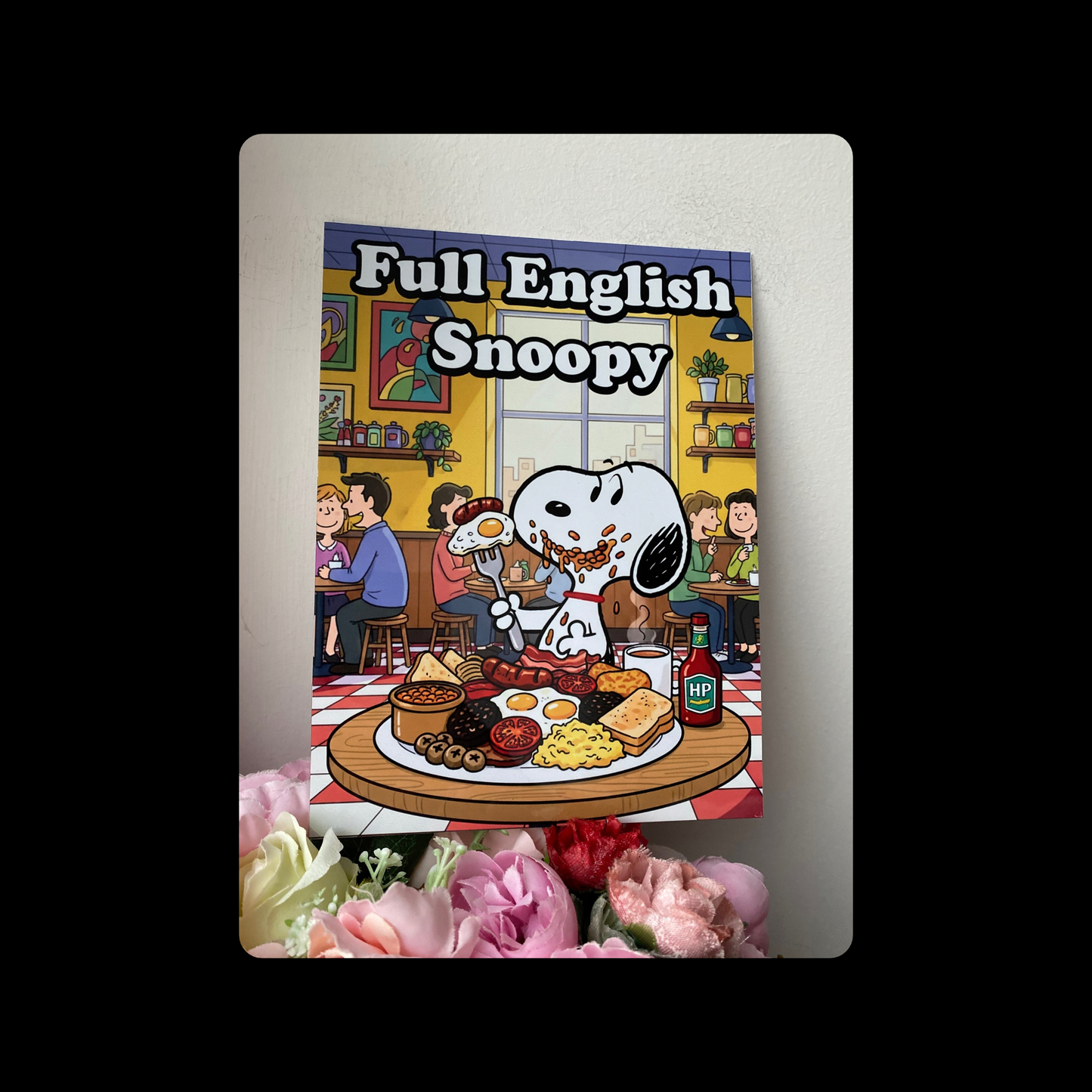 Snoopy Full English Breakfast Metal Bar Sign 15cm x 20cm