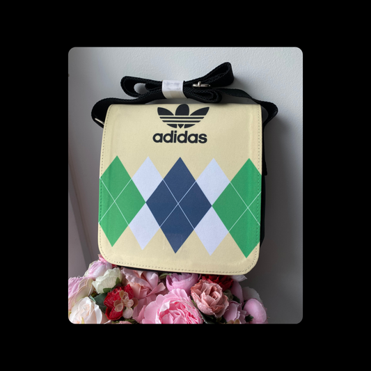 Adidas Originals Argyle Golf 80’s Football Casual Style Cream/Yellow Crossover Shoulder Bag 22cm x 19cm