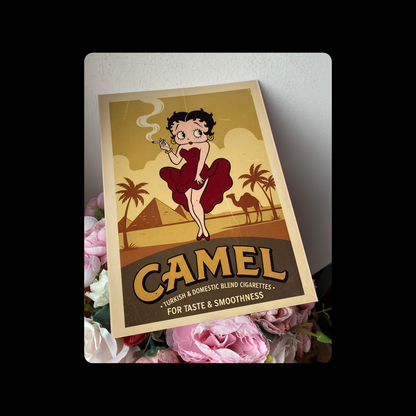 Betty Boop Camel Cigarettes For Taste & Smoothness Metal Bar Sign 15cm x 20cm