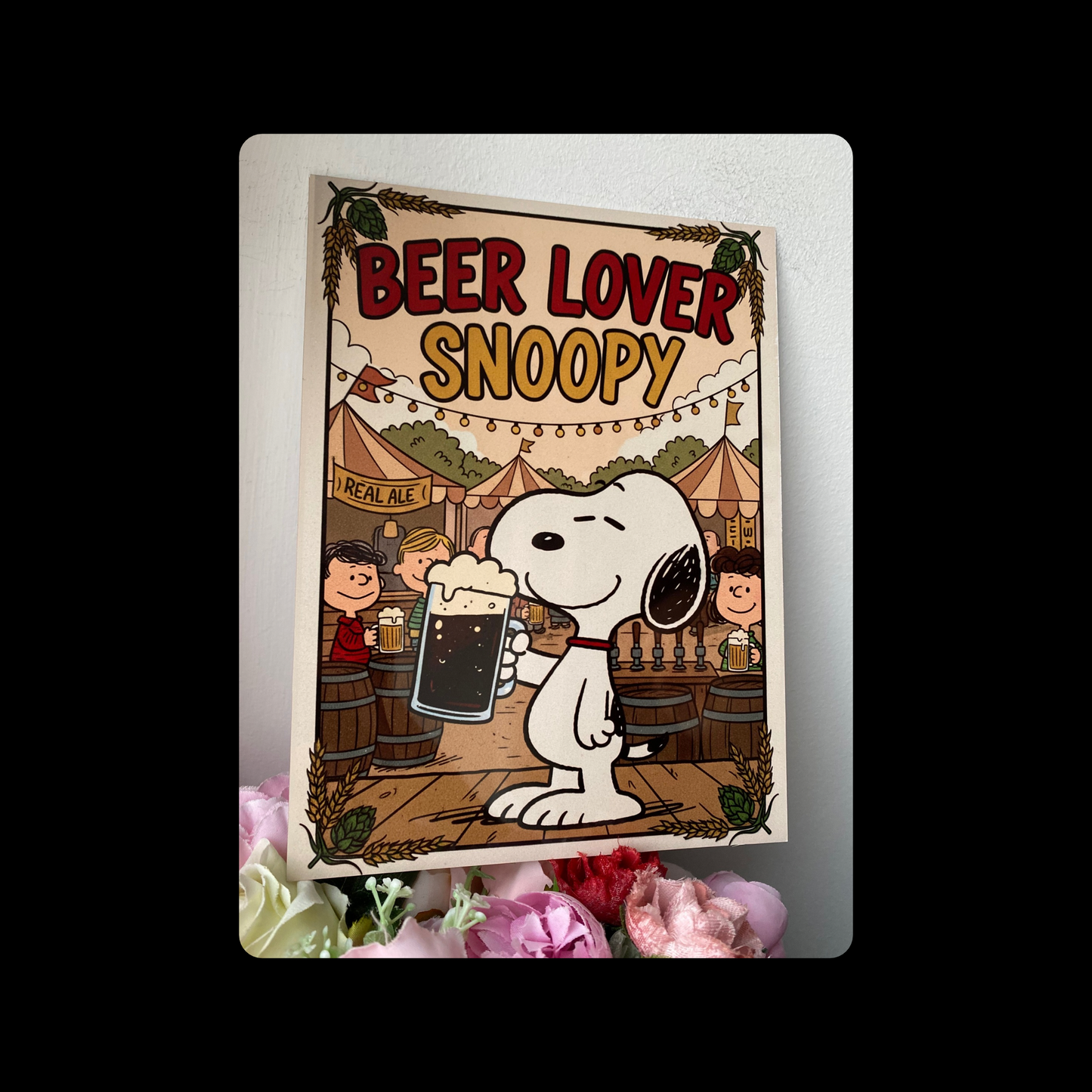 Snoopy Beer Lover Metal Bar Sign 15cm x 20cm