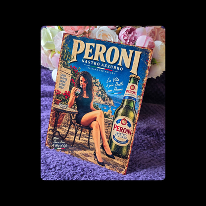 Peroni Pin Up Girl Metal Bar Sign 15cm x 20cm
